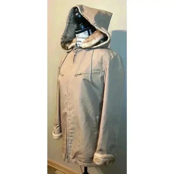 Vintage London Fog Women’s Fur Lined Chore Coat | Removable Hood Wmns Size 11/12 - Picture 4 of 13